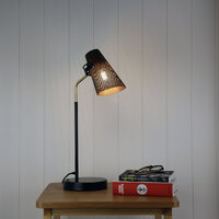 PERFO Scandi-Boho Style Desk Lamp Black & Brass Table Lamp