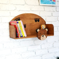 Wooden Wall Mounted Book Shelf Bear