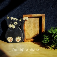 Wooden Photo Frame 6x4 Cat