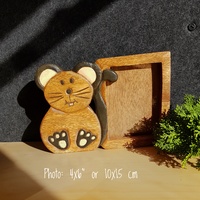 Wooden Photo Frame 6x4 Mouse