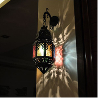 Moroccan Coloured Glass Wall Pendant Lamp Light CX008