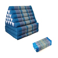 Jumbo Thai Triangle Pillow THREE FOLDS Blue + Arm/Leg Rest Block