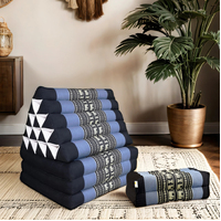 Jumbo Thai Triangle Pillow THREE FOLDS BluEle + Arm/Leg Rest Block