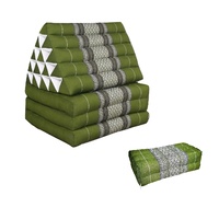Jumbo Thai Triangle Pillow THREE FOLDS Green + Arm/Leg Rest Block