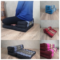 Thai Cushion for Yoga and Relaxation Floor Pillow Cushion 100% Organic Kapok Filling Handmade with Silk embroidery black - purple/Elephant livasia Kapok Seat Cushion Kapok Thai Pillow 