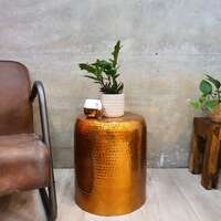 “Akora” Hand Crafted Metal Side Table/Stool 47cm with Rouned Top