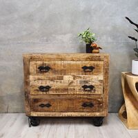 Industrial Sideboard/Side Cabinet Rough Finish Solid Mango Wood