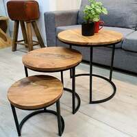 "Oakdale" Set of 3 Nesting Coffee Table Acacia Wood 50/40/30 cm