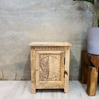 "Bethany" Carved Mango Wood Bohemian Bedside Table 40x30x50 cm