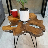 "Cropley" Side Table Whole Timber Teak Wood Resin Finish
