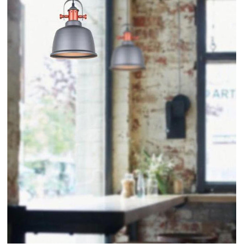 ALTA: Industrial Bell Shape With Copper Highlights Pendant Lights Matte Grey