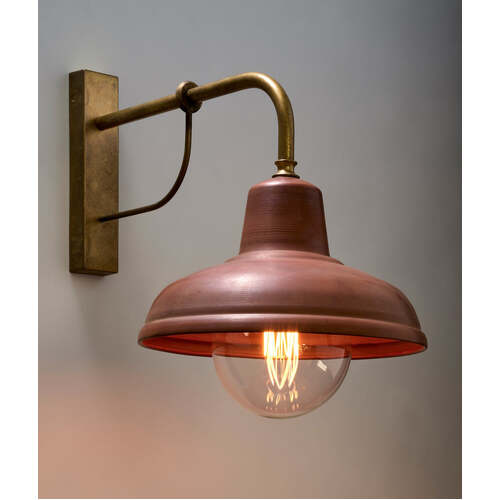 DEKSEL: Aged Copper Interior Wall Light IP23 (Brass bracket & base & neck)