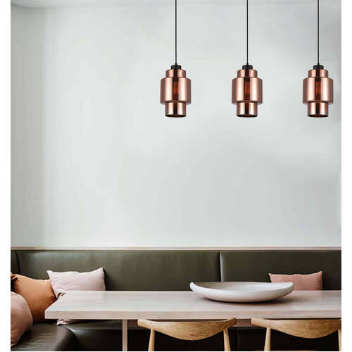 LAMINA: Retro Copper Coloured Glass Double Cylinder Pendant Light