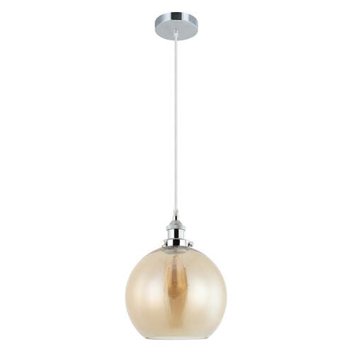 PESINI: Wine Glass Pendant Lights with Chrome Highlight Amber