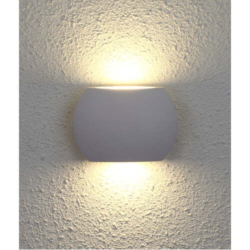 REMO: Surface Mounted LED Exterior Curved Up/Down Wall Lights IP54 White