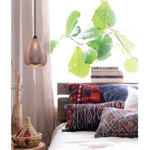 RICTUS: Bohemian Glass Ellipse Shape Pendant Lights Copper Color