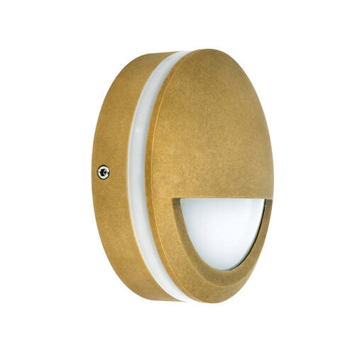 STE: Exterior LED 240V Antique Brass Eyelid Step/Wall Lights IP65