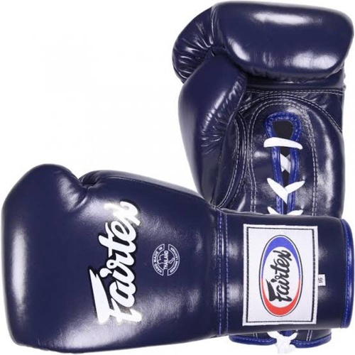 FAIRTEX - Professional Leather/Lace Up Fight Gloves (BGL6) [Navy] [8oz]
