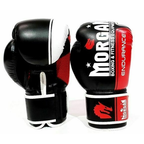 MORGAN Endurance Pro Boxing Gloves (12-16Oz)[Black/White/Red 12Oz (Red)]