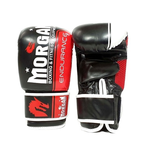 MORGAN Endurance Pro Bag Mitts Muay Thai Boxing Training [Large  Red]