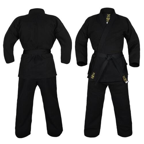 YAMASAKI Gold Deluxe Brushed Canvas Karate Uniform (Black) - 14Oz