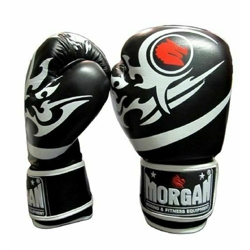 MORGAN Elite Boxing & Muay Thai Leather Gloves (8 -12 & 16Oz) [12Oz Black]
