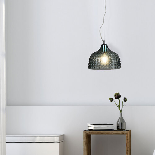 Oriel Lighting CARA.28 Bubbly Glass Retro Style Pendant Light 28cm