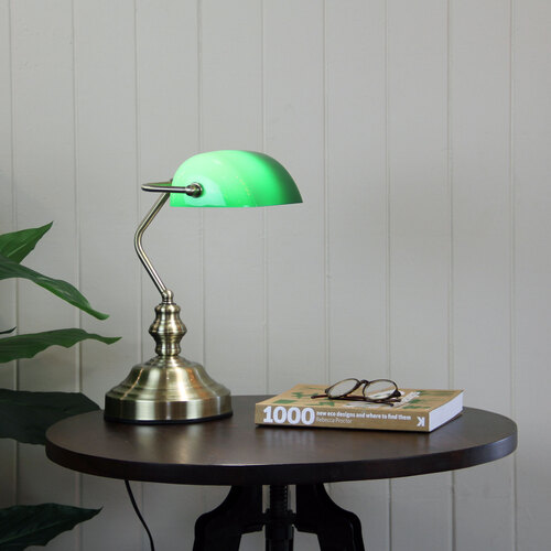 BANKERS ON/OFF Touch Lamp in Antique Brass