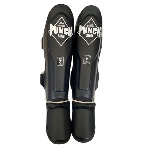 PUNCH Shin Pads [Siam] LEATHER-BLACK Ultra Thick Leather