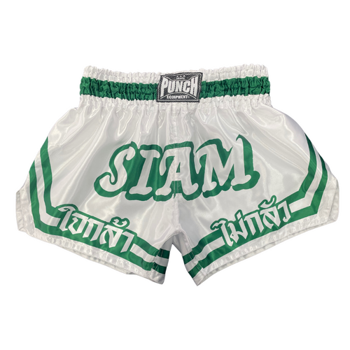 PUNCH Muay Thai Shorts [Siam] WHITE/GREEN