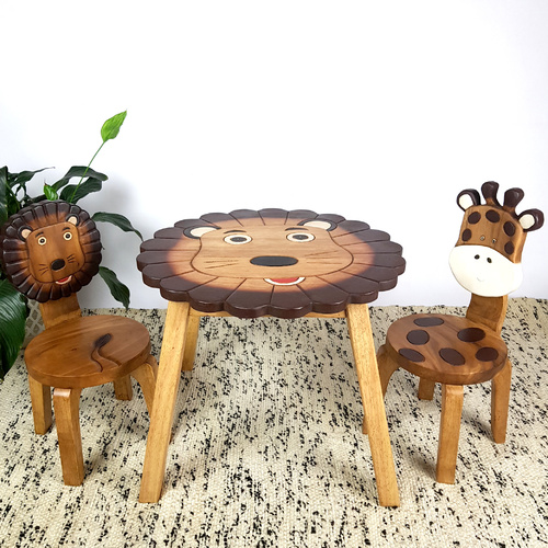Lion Table + 2 Chairs Set