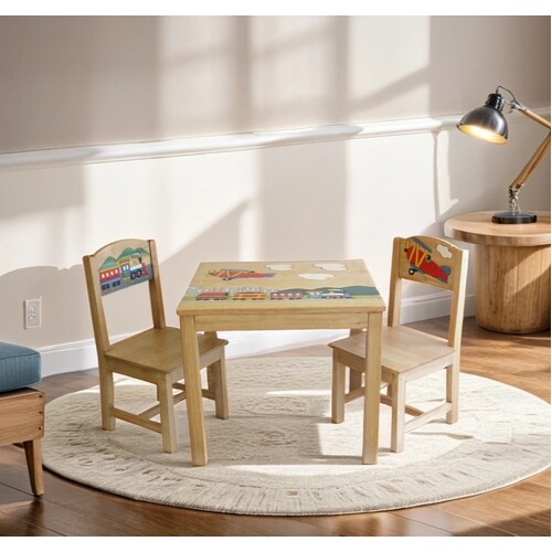 Airplane Design Kids Wooden Table Chairs Set