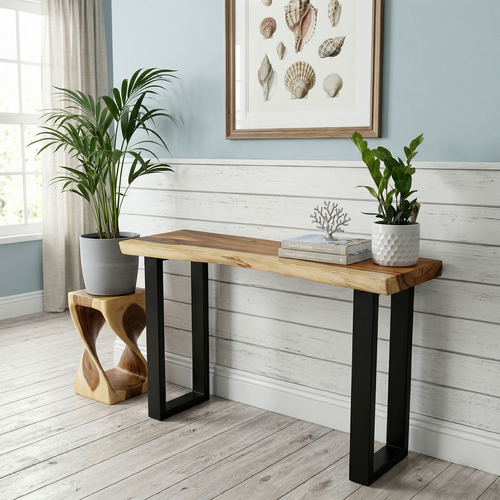 [100cm] "Bungalow" Console/Hallway Table Live Edge Solid Raintree Wood