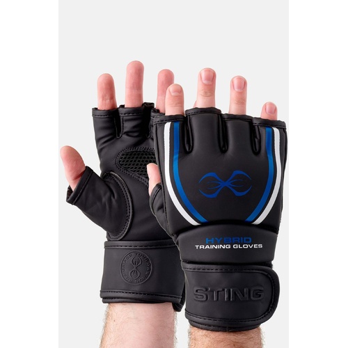 STING MMA Training Gel Hybrid Glove — Black/Blue