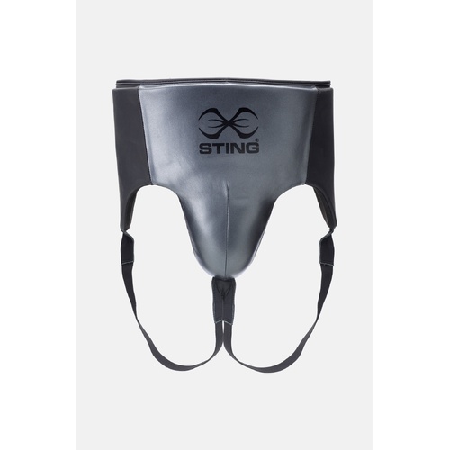 STING Pro Leather Abdominal Guard — Black/Grey