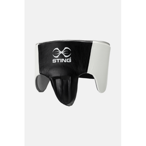 STING Pro Leather Abdominal Guard — White/Black/SIlver