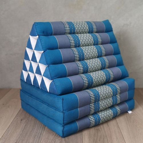 Jumbo Thai Triangle Pillow THREE FOLDS BLUE