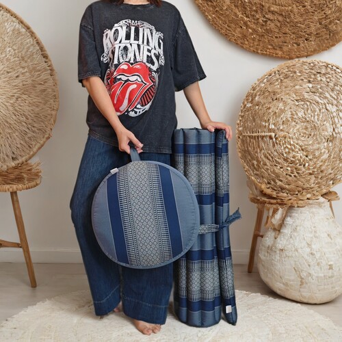 Foldable Zafu&amp;Zabuton Meditation Cushion Set Kapok Filled