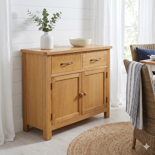 Rustic Oak Buffet Table with Ample Storage 90cm