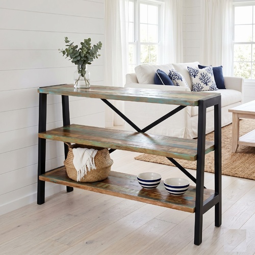 "Arabella" Solid Reclaimed Wood Buffet Table w Shelves 110cm