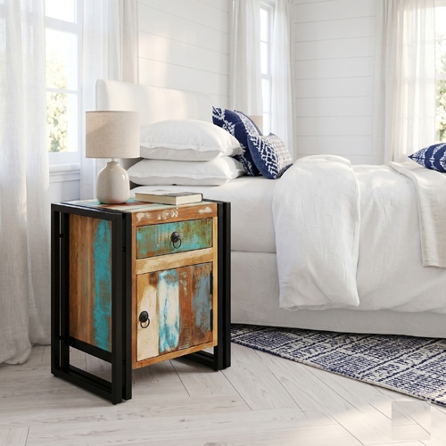 "Central Park" Solid Reclaimed Wood Bedside Table Nightstand