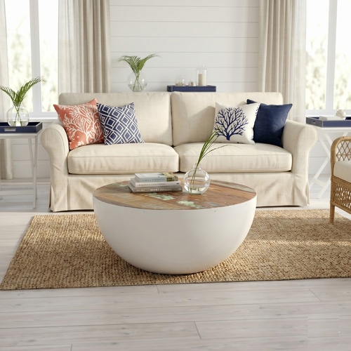 "Park" Solid Reclaimed Wood Round Coffee Table 60 cm Diameter