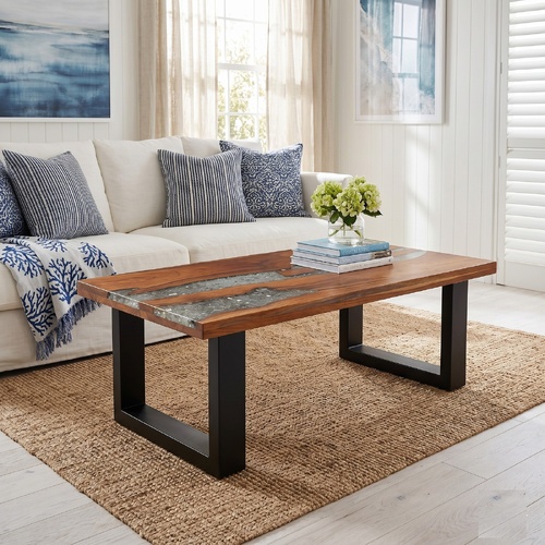 "Beazley" Coffee Table Teak Resin 100x50 cm