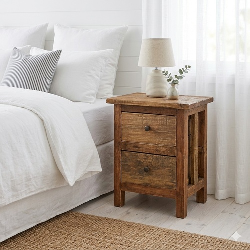Solid Reclaimed Wood Rustic Finish Bedside Table