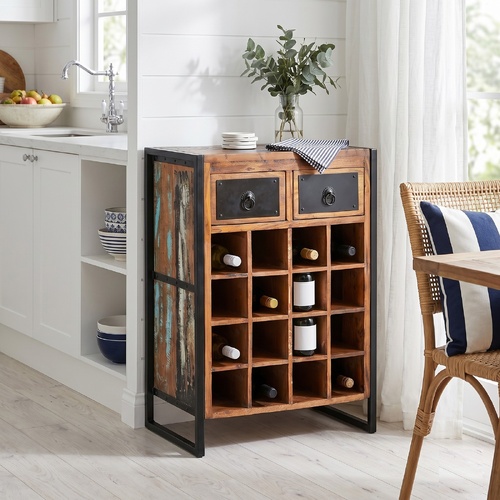 "Broula" Wine Rack for 16 Bottles Solid Reclaimed Wood
