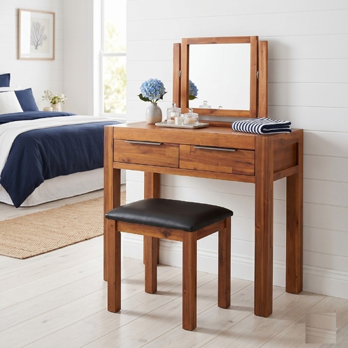 "Candowie" Dressing Table with Stool and Mirror Solid Acacia Wood