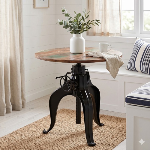 "Priory" Bar Table Solid Reclaimed Wood 75x(76-110) cm