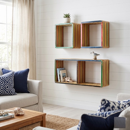 "Century" Wall Shelf Set 3 pcs Multicolour Solid Reclaimed Teak