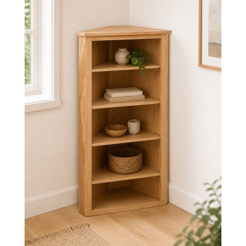 "Jacaranda" Solid Oak Wood Corner Shelf 59x36x100 cm