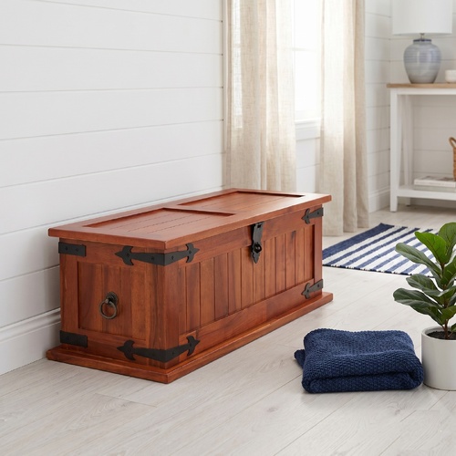 "Cross" Storage Chest 60x25x22 cm Solid Acacia Wood